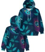 Women’s 3D Peacock Print Hoodie – Artistic Leaf Design Pullover with Drawstring Hood | Soft, Stretchy & Stylish Sweatshirt for Fall and Winter - Image 5