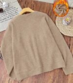 Women’s Beige Floral & Book Print Sweater – Elegant Round-Neck Pullover with Literary-Inspired Design for All Seasons - Image 3