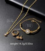 6pcs Golden Quartz Watch & Jewelry Set for Women – Elegant Necklace, Earrings, Bracelet, Ring & Gift Box - Image 2