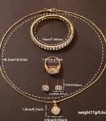 6pcs Women’s Luxury Quartz Watch & Jewelry Set – Roman Numeral Watch, Necklace, Bracelet, Earrings, Ring & Pendant Gift Box - Image 2