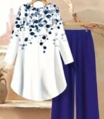 Women’s Floral Two-Piece Set – Elegant Long Sleeve Top & Matching Pants | Casual, Comfortable & Stylish Vacation Outfit - Image 4