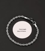 4mm Stainless Steel Twist Rope Chain Bracelet – Unisex Fashion Jewelry Gift - Image 3