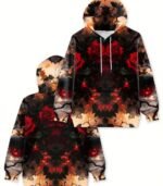 Women’s Dark Floral Hoodie – Soft Pullover Sweatshirt with Elegant Rose Print | Cozy & Stylish Casual Top for Fall and Winter - Image 6