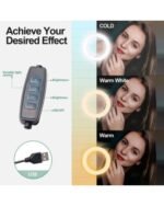 LAQIUIUE Dimmable 25.4cm LED Ring Light with Tripod Stand – 120 LEDs, USB Powered, Adjustable Brightness, Gooseneck & Phone Holder - Image 3