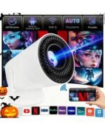 XYA Ultra-HD Smart Mini Projector – 180° Rotatable Portable Home Theater with WiFi 6 & Bluetooth 5.2, Android 12 System, Auto Keystone Correction & Quick Focus – Ultra Bright Projector for PC, TV, Smartphone & Office Presentations - Image 2