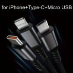 100W 3-in-1 Fast Charging Cable – Super-Speed USB-C, Micro-USB & Lightning Charger