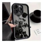 High Bamboo Black Shell Rose Pattern iPhone Case – Slim Protective Cover for iPhone 6 to 16 Pro Max Series | Elegant Floral Design