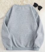 Women’s Rose Floral Fleece Sweater – Thick Winter Warm Round Neck Casual Pullover - Image 3