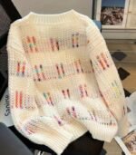 Women's Elegant Multicolor Striped Sweater – Cozy Color-Block Pullover for Effortless Winter Style - Image 3