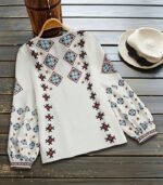 Women’s Ethnic Floral V-Neck Blouse – Lantern Sleeves, Lightweight Fabric & Casual Vacation Style | All-Season Elegant Top - Image 2