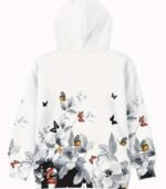 Women’s Floral & Butterfly Print Hoodie – Long Sleeve Pullover with Front Pocket | Soft, Stretchy & Machine-Washable Fabric for Casual Everyday Style - Image 4
