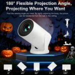 XYA Ultra-HD Smart Mini Projector – 180° Rotatable Portable Home Theater with WiFi 6 & Bluetooth 5.2, Android 12 System, Auto Keystone Correction & Quick Focus – Ultra Bright Projector for PC, TV, Smartphone & Office Presentations