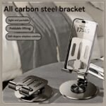 Metal 360-degree Rotatable Foldable Adjustable Phone Holder in Carbon Black for Desktop Live Streaming