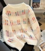 Women's Elegant Multicolor Striped Sweater – Cozy Color-Block Pullover for Effortless Winter Style