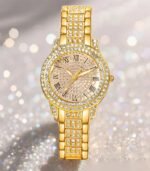 6pcs Golden Quartz Watch & Jewelry Set for Women – Elegant Necklace, Earrings, Bracelet, Ring & Gift Box - Image 5