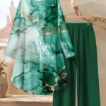 Women’s Floral Two-Piece Set – Elegant Long Sleeve Top & Matching Pants | Casual, Comfortable & Stylish Vacation Outfit