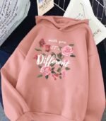 Women’s Pink “It’s Different” Floral Hoodie – Soft Long-Sleeve Pullover Featuring “With You” Print | Trendy, Cozy & Stylish Choice for Fall and Winter Casual Wear - Image 25