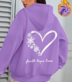 Women’s Snowflake & Heart Print Hoodie – “Faith Hope Love” Back Design | Cozy Long-Sleeve Sweatshirt with Front Pocket | Comfortable All-Season Casual Wear for Women - Image 19