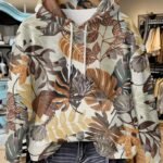 Women’s Oversized Botanical Leaf Print Hoodie – Cozy Full-Zip Hooded Sweatshirt with Earthy Tones | Loose-Fit Casual Outerwear for Fall & Winter