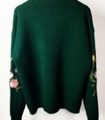 Women’s Soft Green Floral Embroidered Sweater – Cozy Autumn & Winter Fashion for a Feminine Look - Image 6