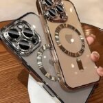 Luxury Magnetic Clear Phone Case – Plating Acrylic Cover for iPhone 16, 15, 14, 13, 12, 11 Pro Max, Plus Series