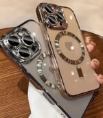 Luxury Magnetic Clear Phone Case – Plating Acrylic Cover for iPhone 16, 15, 14, 13, 12, 11 Pro Max, Plus Series