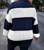 Women’s Plus Size Sweater – Elegant Color-Block Pullover for Effortless Winter Style - Image 6