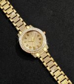 BERGCOZ’s Luxury Golden-Tone Quartz Watch – Elegant Square Bezel Analog Watch with Roman Numerals & -Accented Bracelet - Image 3
