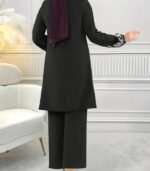 Women’s Embroidered Plant-Pattern Two-Piece Set – Long Sleeve Top & Pants | Elegant Arabic Outfit Without Headscarf - Image 7