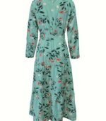 Women’s Elegant Floral Maxi Dress – Black with Red Flower Design, Lace-Up Front & Long Sleeves | Modest, Breathable & Stylish Outfit for All Seasons - Image 8