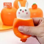 Fun Squeeze Bunny Toy – Cute Carrot Head Rabbit Stress Relief Toy for Kids and Adults, Random Color Soft Squishy Toy for Easter and Party Gifts