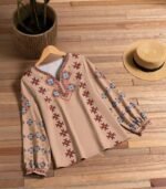 Women’s Ethnic Floral V-Neck Blouse – Lantern Sleeves, Lightweight Fabric & Casual Vacation Style | All-Season Elegant Top - Image 7