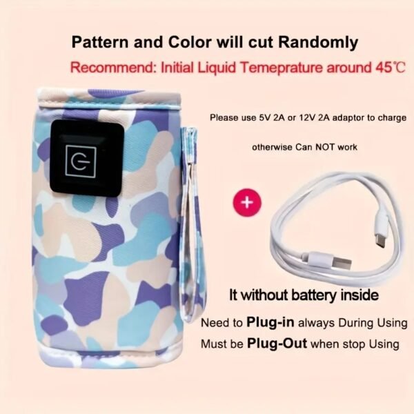 USB Baby Bottle Warmer – Portable Electric Feeding Bottle Heater with Adjustable Temperature, USB Powered Travel Bottle Warmer