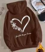 Women’s Snowflake & Heart Print Hoodie – “Faith Hope Love” Back Design | Cozy Long-Sleeve Sweatshirt with Front Pocket | Comfortable All-Season Casual Wear for Women - Image 16