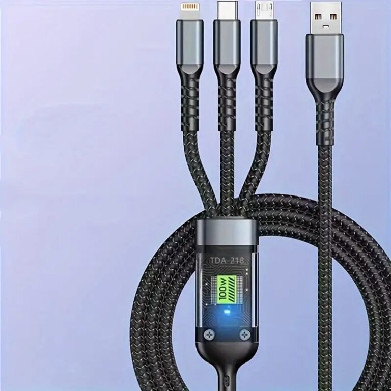 100W 3-in-1 Fast Charging Cable – Super-Speed USB-C, Micro-USB & Lightning Charger
