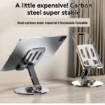 Metal 360-degree Rotatable Foldable Adjustable Phone Holder in Carbon Black for Desktop Live Streaming