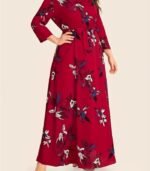 Elegant Women’s Maxi Frock Dress – Full-Length Flowing Gown with Round Neck & Long Sleeves | Perfect for Parties & Formal Events - Image 11