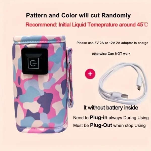 USB Baby Bottle Warmer – Portable Electric Feeding Bottle Heater with Adjustable Temperature, USB Powered Travel Bottle Warmer