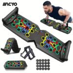 28-Hole Push-Up Board with Resistance Bands – Home & Gym Exercise Equipment for Chest, Arms, and Shoulders, Foldable Muscle Training Device