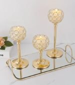 Elegant Gold-Plated Crystal Candlesticks – Floor Standing Candle Holders for Wedding, Hotel & Home Decor