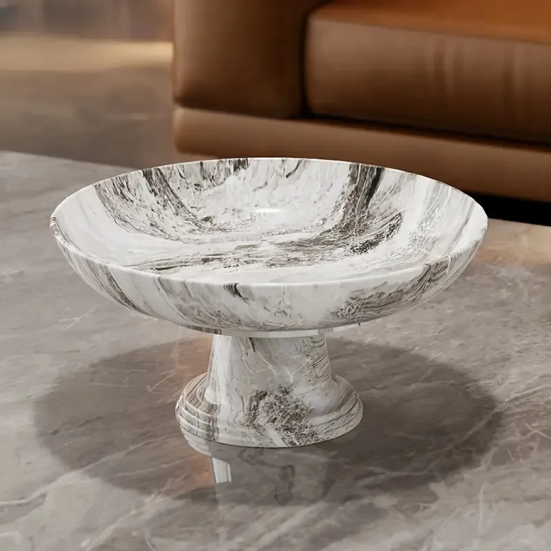 Marble Pattern Luxury PP Tray Organizer – Non-Slip Serving Plate for Home & Dining