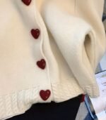 Women’s Soft Knit Red Contrast Collar Cardigan – Stylish Button-Front Winter Sweater - Image 6