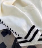 Women’s Navy & White Color-Block Cardigan – V-Neck Sweater Jacket with Tie-Front and Button Closure, Long-Sleeve Cozy Layer for Fall and Winter - Image 10