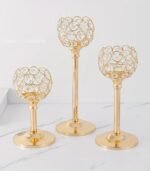 Elegant Gold-Plated Crystal Candlesticks – Floor Standing Candle Holders for Wedding, Hotel & Home Decor - Image 2
