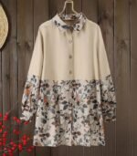 Women’s Plus Size Patchwork Print Two-Piece Set – Elegant Long-Sleeve Top and Loose Pants Outfit for Autumn, Perfect for Casual Outings, Dates, or Relaxed Home Wear - Image 4