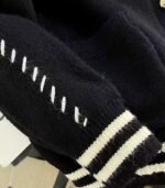 Women’s Navy & White Color-Block Cardigan – V-Neck Sweater Jacket with Tie-Front and Button Closure, Long-Sleeve Cozy Layer for Fall and Winter - Image 4