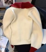 Women’s Soft Knit Red Contrast Collar Cardigan – Stylish Button-Front Winter Sweater - Image 4