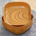 8pcs Faux Wood Plastic Serving Trays with Stand Set