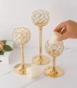 Elegant Gold-Plated Crystal Candlesticks – Floor Standing Candle Holders for Wedding, Hotel & Home Decor - Image 4