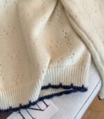 Women's Korean-Inspired Colorblock Sweater – Long Sleeve Pullover with Bow Accent and Lapel Detail, Soft & Cozy for Autumn and Winter Layering - Image 10